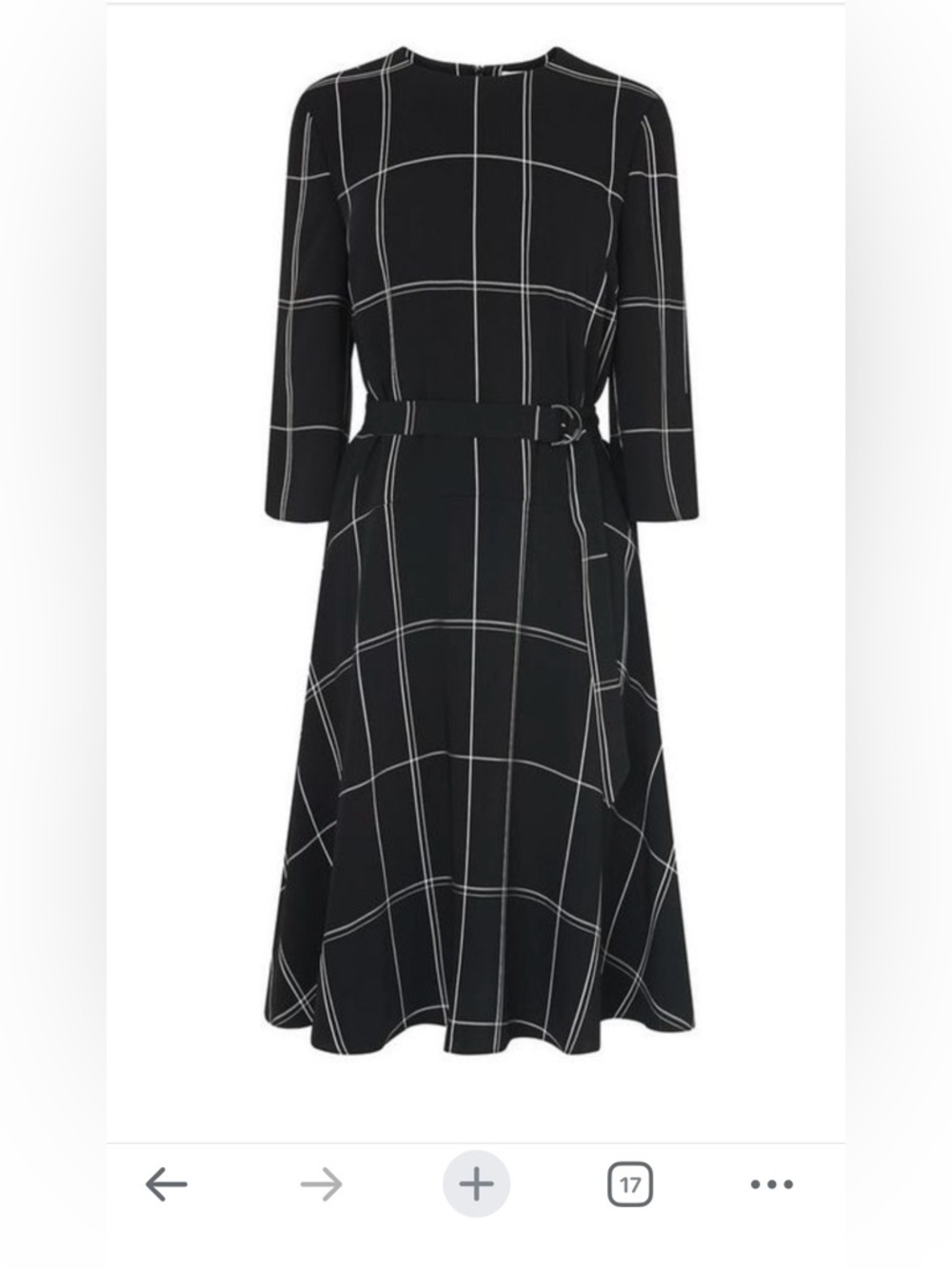 LK Bennett Dinah Black Windowpane Belted Midi with Long Sleeves